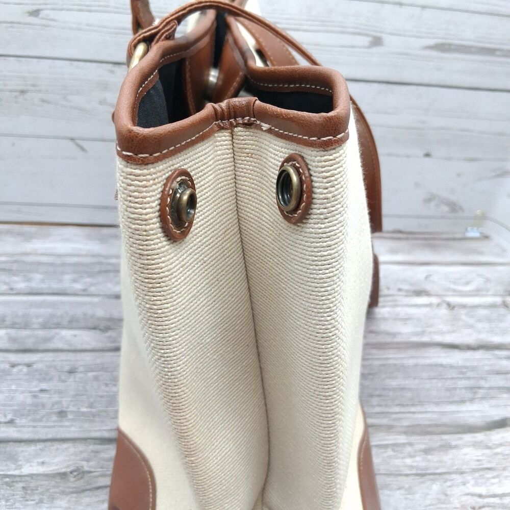 VTG Coldwater Creek Handbag Y2K Purse Tan W/Brown Faux Leather Trim & Coin Purse - Picture 11 of 16